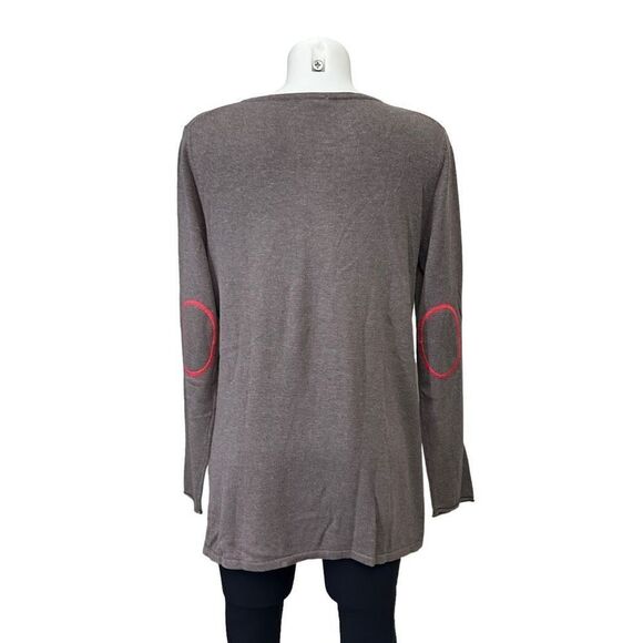 LILLA P Brown Cotton Blend Knit Pullover Henley Tunic Sweater size Large - Picture 5 of 9